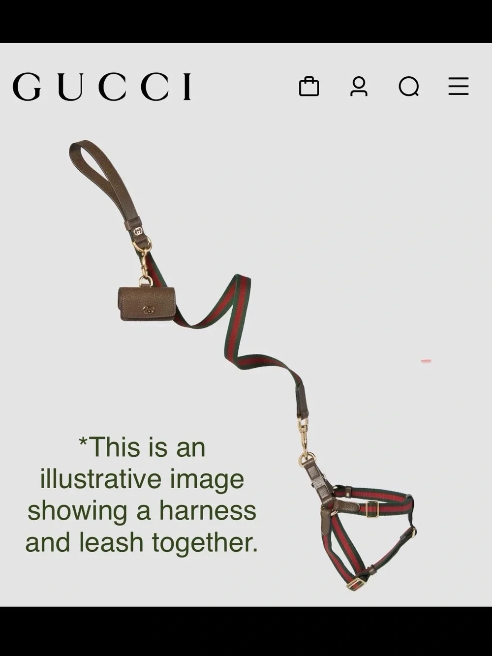 GUCCI Web Stripe S/M Faux Leather Dog Harness NEW
